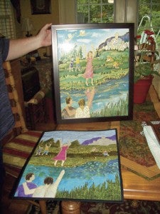 Valerie Duff reproduced a painting, 'Welcome to Heaven' by her mother Coy Lou Ryan as a quilt.