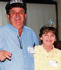 Charles Israel and Florence Usry, Class of 1974, laughingly don their ‘crowns’ presented at the schoolwide reunion. Israel and Usry were Mr. and Miss Smithville Academy that year. All former Mr. and Miss Smithvilles, as well as students, faculty, parents, staff and sports teams were recognized. 
