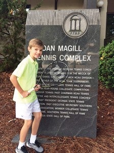 Submitted Photo: Local young athlete, Bennett Bowen Minor, recently attended the Manny Diaz Tennis Camp at the University of Georgia, where he received the Fast Feet/Hustle Award from Coach Diaz.