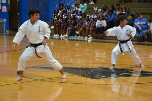 Japanese students also gave a demonstration of traditional martial arts at Americus-Sumter High School.
