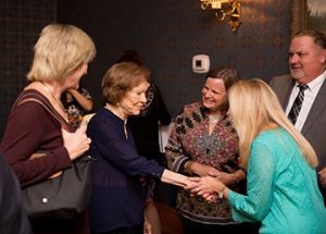 Former first lady Rosalynn Carter , second from left, greets guests from the Chatham County Health Department at the Networking Reception on Thursday evening at the Windsor Hotel.    