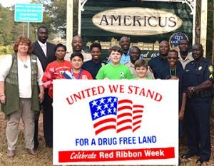 Members of the Americus Police Department and local schools all cane together for Red Ribbon Week.