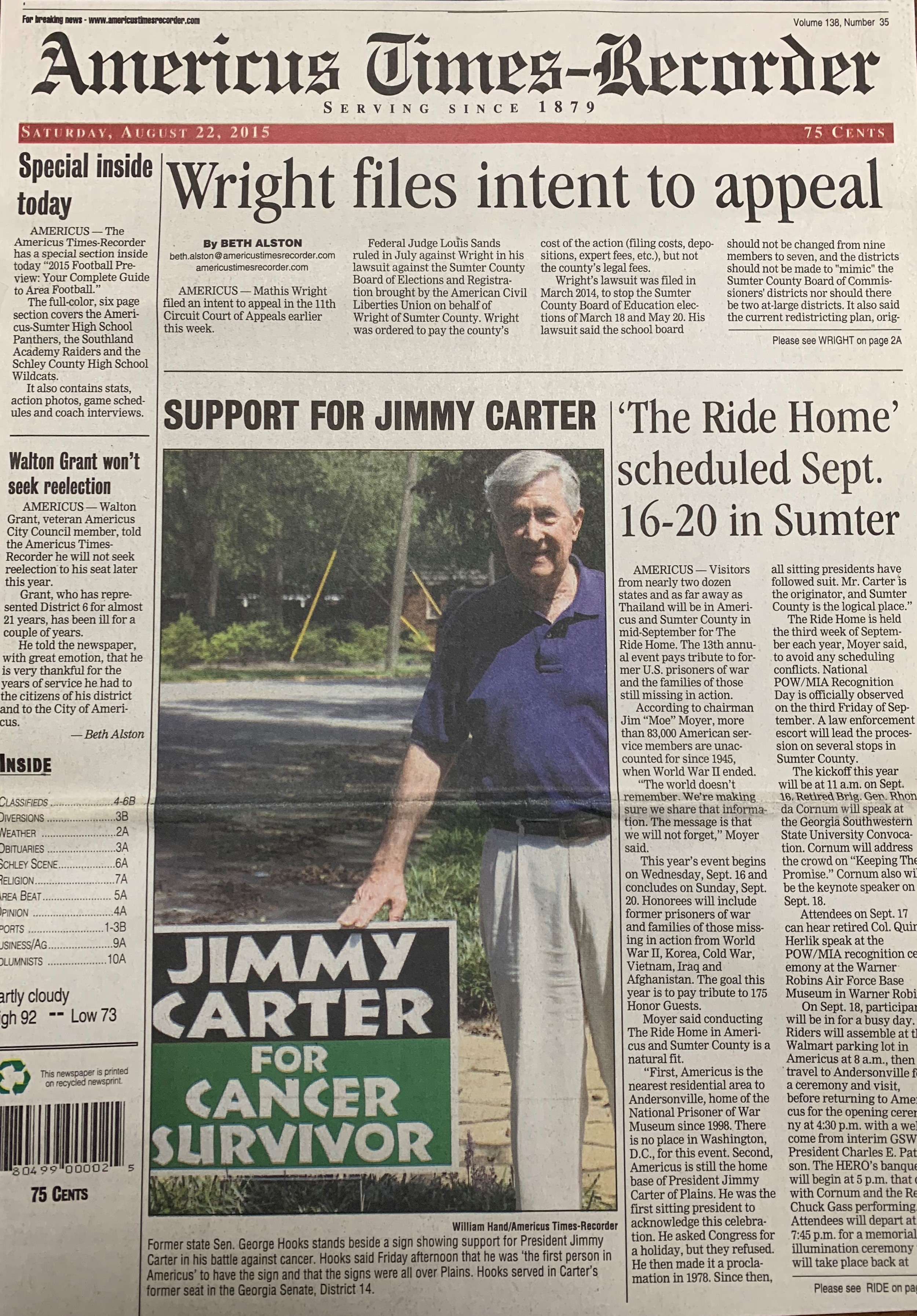 Jimmy Carter Post Presidency Americus TimesRecorder Americus Times